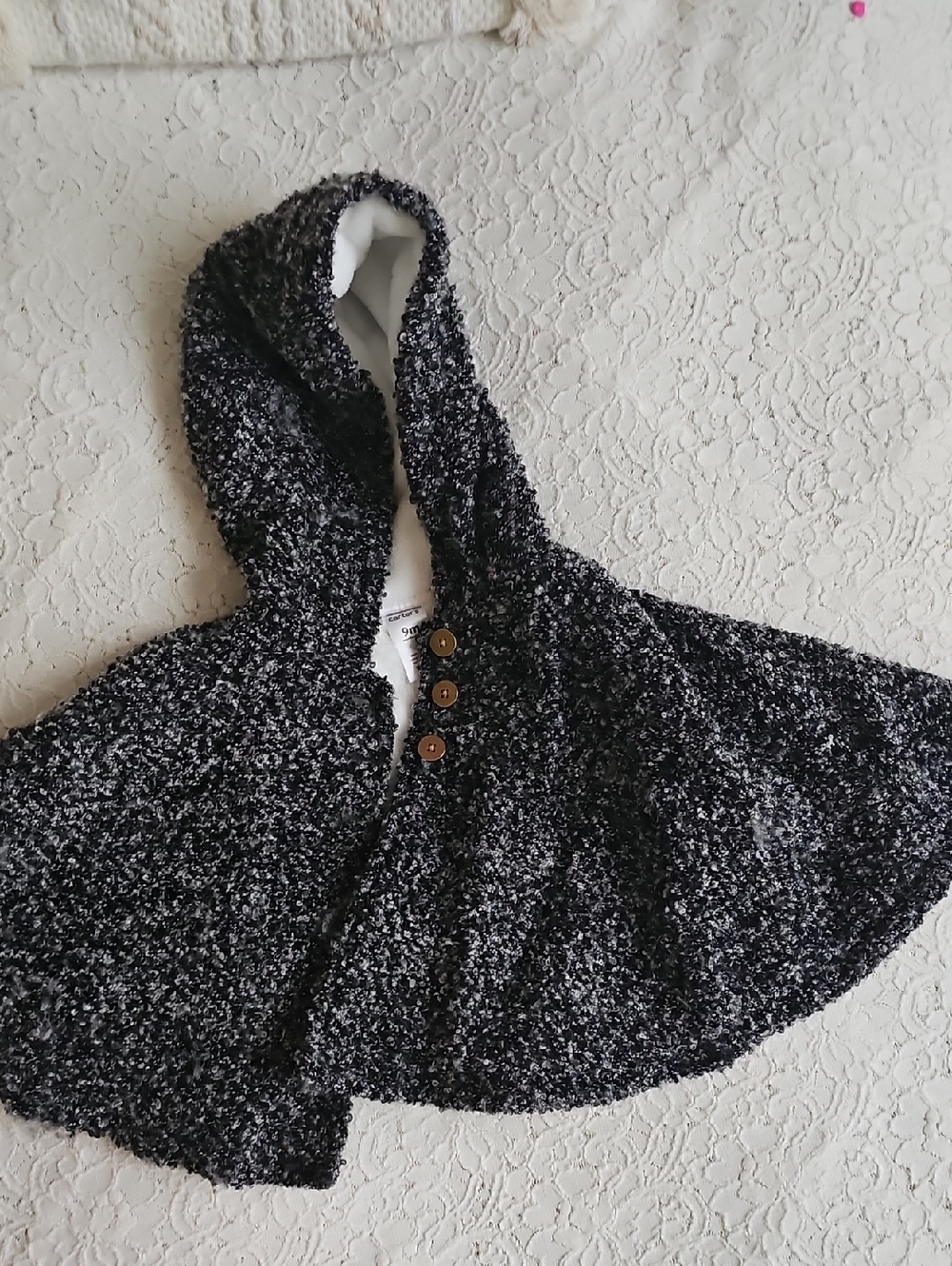 Carter's Black and White Hooded Knit Poncho